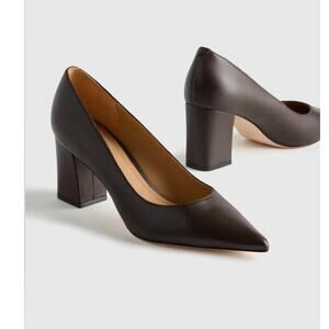 New Quince Block Heel Pump Coffee Bean Brown 65mm Italian Leather Sz 9.5